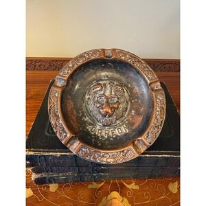Vintage Lion Ashtray - Cast Metal Copper Tone Catchall